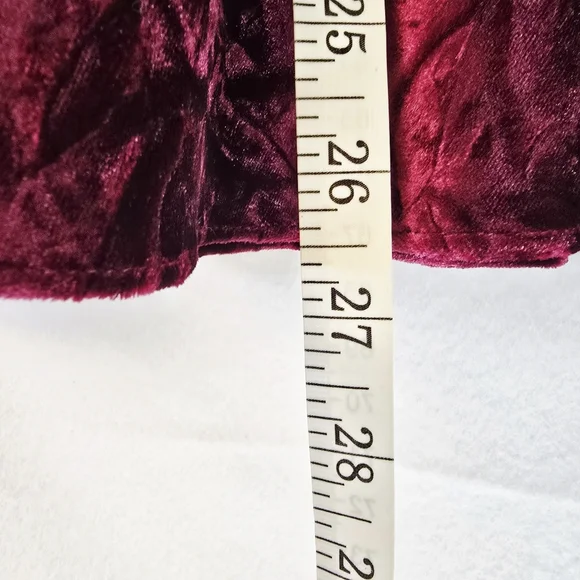 Grace Dane Lewis Crushed Velvet Burgundy Maroon Full Skirt Elastic Waist Size 14 - Picture 4 of 8